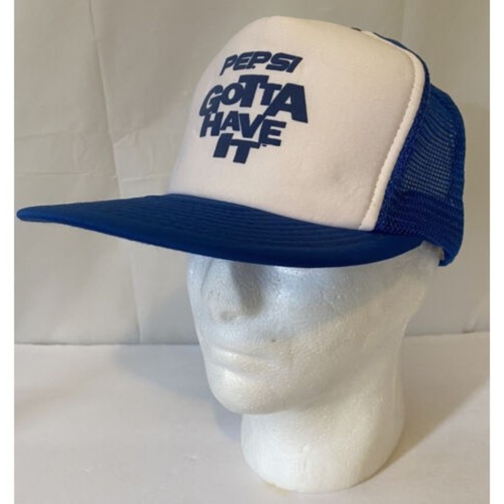Vintage Pepsi Gotta Have It Mesh Snapback Hat Trucker Cap Blue White Cola Ad